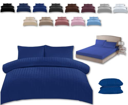 TheWhiteWater Super King Size Bed Duvet Cover Set - 3 in 1 Super King Bedding Set - Duvet Cover + Fitted Sheet (Blue, Super King - Duvet Cover + Fitted Sheet)