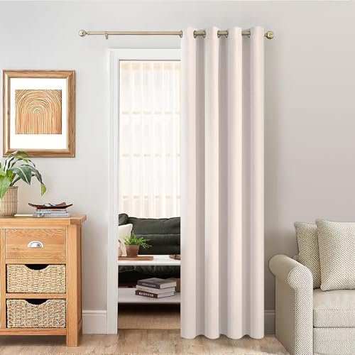 MRTREES Gardinen mit Ösen Blickdicht Beige Wohnzimmer Schlafzimmer, Vorhang Verdunkelung Tür Raumtrenner 225 cm Lang 140 cm Breit, 1 Stück, Wärmeisolierende Vorhänge Kälteschutz