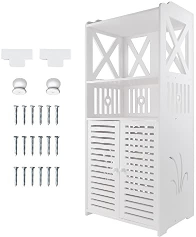 Feidak Armadietto da pavimento per bagno, autoportante, con cassetto per asciugamani di carta e armadietto, per mobili per la casa e la camera da letto, bianco