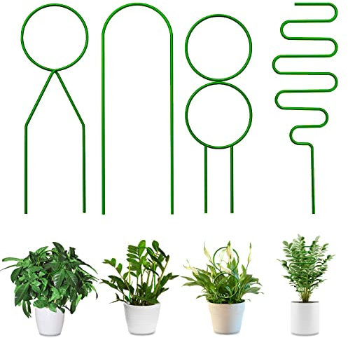 4 Pezzi di Traliccio per Piante in Metallo da Interno, Traliccio per Piante Rampicanti e Supporto per Pianta in Vaso. Una Buona Opzione e un Regalo Premuroso per Gli Amanti del Giardino (Verde).