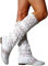ORANDESIGNE Donna Ricamo Stivali Estive Traspirante Stivali Elegante Sandali Tinta Unita Stivali Piatti Testa Rotonda Stivali Alti Stivali da Cavaliere A Bianco 40 EU