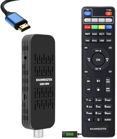 SHUNWEIQTEK Q265 Mini Decoder Digitale Terrestre 2025 con USB PVR Registrazione e Lettore Multimediale, Decoder DVB-T2 con Telecomando 2in1 e H265 HEVC Main10