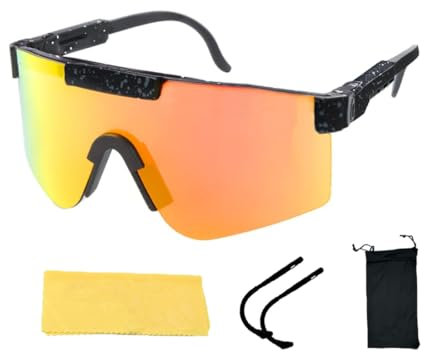 Sport Sonnenbrille Herren Damen - Polarisierte Fahrradbrille UV400 Schutz - Leichte Orange Radbrille für Rennrad, MTB, Laufen und Outdoor-Sport