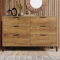 ZYLOYAL10 Kommode, Sideboard mit 6 Schubladen in Dunkle Eiche, Verstellbare Ablage, Sideboard Highboard für Schlafzimmer & alle Wohnräume (120 x 40 x 83 cm)