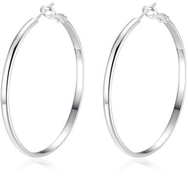 925 Sterling Silber Ohrringe Creolen, Dünne Große Creolen Ohrringe Silber, Hypoallergen Creolen Ohrringe Silber für Damen