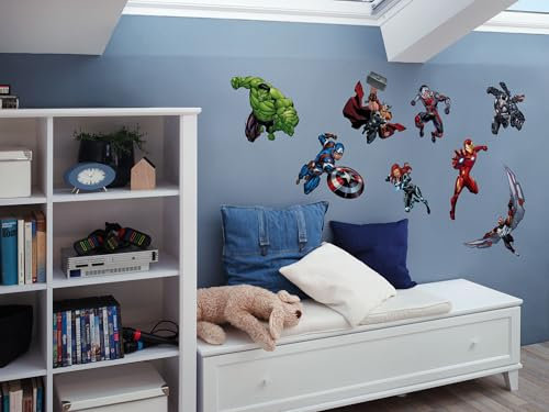 Marvel Avengers Crew Sticker mural pour chambre d'enfant 50 x 70 cm, Coloré