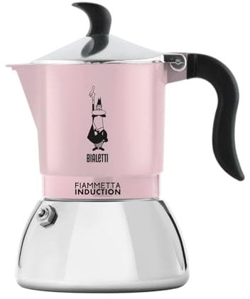 Bialetti Fiammetta Cafetière à induction, 2 tasses (100 ml), tous feux, design élégant, rose