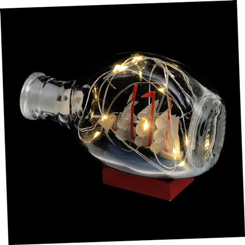 NUOBESTY Modèle de Bateau Nautique Élégant Voilier dans Une Bouteille en Verre Ornement de Voilier Méditerranéen Décoration de Bureau pour Bureau Ou Maison