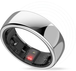 aabo Smart Ring, Sleep Tracker Wearable Ring, Activity & Fitness Trackers, Easy-Connectivity Ring for Men & Women, Water Resistant up to 50m, 7 Days Battery Life(Size 7, Silver)