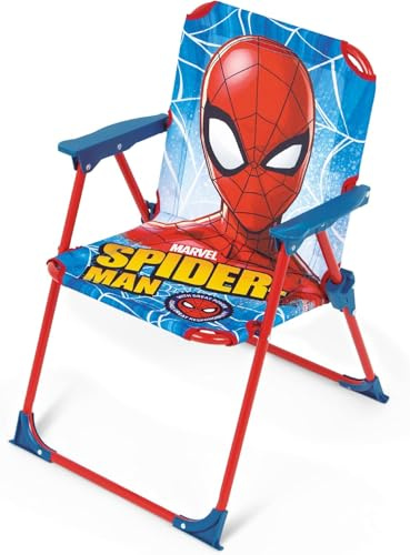 ARDITEX Spiderman-Klappstuhl für Kinder, Outdoor-Stuhl für Strand, Garten und Terrasse, Metallrahmen, Armlehnen aus Kunststoff und Sitzfläche aus Leinen mit Spiderman, 38 x 32 x 53 cm, Blau und Rot