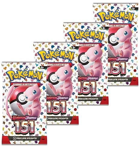 4X 151 Edition Booster - DEUTSCHE Ausgabe - 4X Booster Pack + Heartforcards Versandschutz