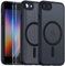 COPIKE Coque Magnétique pour iPhone SE (2022/2020), Étui Arrière Translucide Givrée Mince Antichoc et 2 Pièces Verre Trempé, Anti-Empreintes Digitales Housse, Noir Mat