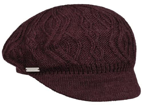 Seeberger Annelie Strick-Ballonmütze Damenmütze Ballonmütze Schirmmütze Schildmütze Damen - mit Schirm, Futter Winter Herbst-Winter - One Size Bordeaux