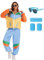 Velcoxplay 80er Jahre Kostüm Damen Trainingsanzug Disco, 80er 90er Retro Anzug Jacke Hose Anzug Style Jogginganzug für Karneval Faschingskostüm M