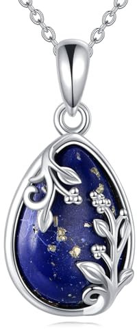 YFN Lapis Lazuli Halskette Damen 925 Sterling Silber Lapislazuli Anhänger Kette Lapis LazuliSchmuck Geschenk für Damen Herren