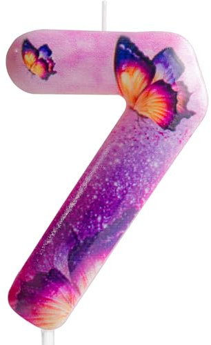 Cxryrzhe 7th Birthday Candle Butterfly Number 7 Candle Butterfly Cake Decoration Birthday Party Supplies Purple Butterfly Themed Cake Topper Decorations for Anniversary Wedding Party Decor Supplies