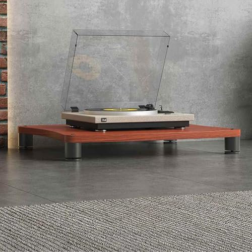 GUAWJRZDP Hölzerne Audio Rack Hi Fi Regal, Plattenspieler Regal, Offenes Hi Fi Rack, Audio-Komponenten-Rack-Turm, Hi Fi Regal for Das Wohnzimmer, for DVD-Player, Spielekonsolen(Walnut,1-Tier)