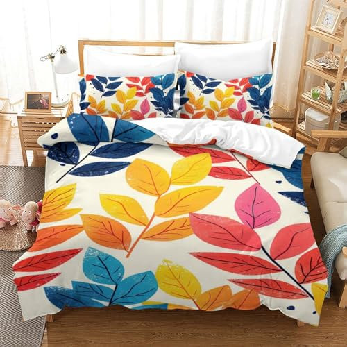 GZCVBDYUY Floral 3D Gedruckt Bettwäsche Sets 3 Teilig Bettbezug Mit Kissenbezug Soft Microfaser Luxus Modern Mit Reißverschluss Für Erwachsene Und Kinder Single(140x200cm)