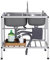 Fregadero para catering de acero inoxidable independientes para lavadero, Fregadero de cocina de dos senos con grifo de agua fría y caliente, Fregadero industrial para garaje, Fregadero comercial