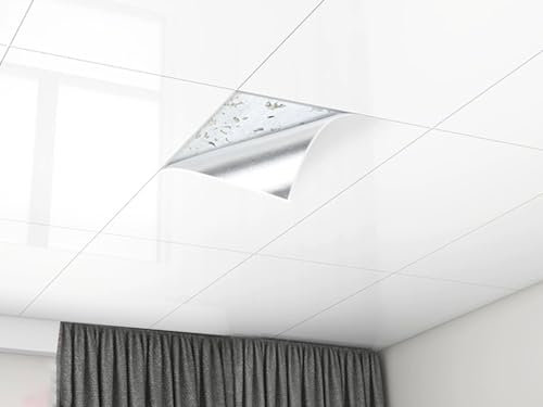ZAQYCM Dalle de Plafond Carreaux De Plafond À Décoller Et À Coller, Panneaux Muraux Imperméables pour Salle De Bain/sous-Sol/Toilettes, Papier Peint Décoratif De Fond en PVC(Style-2,5 Pack)