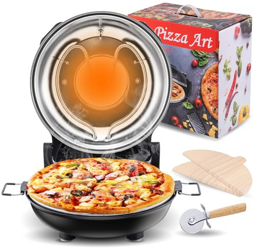 BakeBliss Pizza Maker (nero) forno per pizza portatile elettrico da interno piccolo portatile da interno 30,5 cm con doppio controllo della temperatura e timer