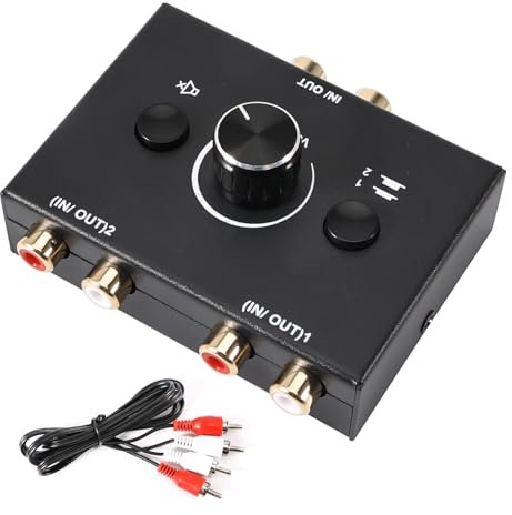 Switch audio stereo 2 (1)-In-1 (2)-Out, 3,5 mm, interruttore audio stereo con controllo volume, commutatore audio, bidirezionale, interruttore audio selettore bidirezionale per cuffie Phono,