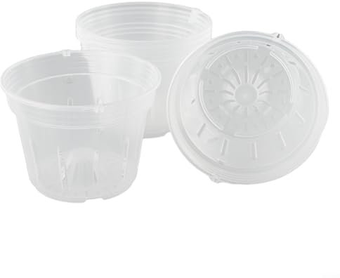 Lot de 5 pots à orchidée en plastique transparent avec trous de drainage, tailles moyennes et grandes tailles XL pour l'entretien des plantes de jardin (taille L)