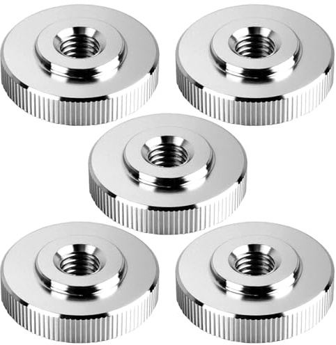 5 Pezzi DIN 467 M8 Dadi Zigrinati,Dado Zigrinato Rotonde in Acciaio Inox,Stringere a Mano Parti di Fissaggio Dadi,Manopole Femminile Filettato con Foro Passante per Macchine Utensili
