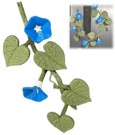 Morning Glory, calamite da frigorifero con grazioso fiore rampicante e edera rampicante per decorazione (blu)