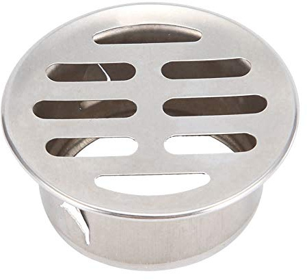 Drenaje de Piso de Acero Inoxidable, Antibloqueo Cubierta de Drenaje, Redonda Exteriores Drenaje Desagüe para Tejados Balcones Patios Baño (Plata, 50mm Boca Plana)