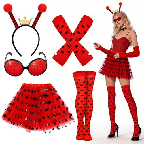 BOARDFEB Erwachsene Faschingskostüme Damen mit Socken Handschuhe Brille Tüllrock Kleidung für Karneval Faschingskostüm Verkle