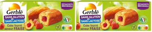 Gerblé Cake Fourré Saveur Fraise – Sans Gluten & Sans Lactose – Goûter Moelleux à la Fraise, Sans Huile de Palme, 6 Sachets Individuels, 210 g