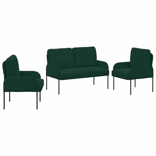vidaXL Sofagarnituren 3 pcs Dunkelgrün 115 x 56 x 80 cm Sperrholz, Wohnzimmer, Coole Couch, modernes Möbel, bequemer Sitz, minimalistisches Design, urbaner Stil, funktional