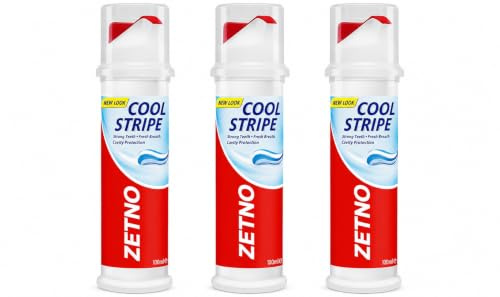 Calgatee Cool Stripe Toothpaste Pump 100 ml – Fluoride Toothpaste for Cavity Protection, Strong Teeth, Fresh Breath – Easy Pump Dispenser – Daily Oral Care for Adults and Kids – Pack of 3