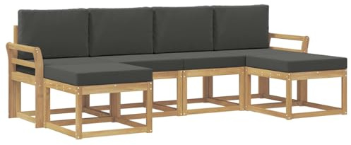 vidaXL Outdoor-Sofagarnitur 6 pcs Weiß und Anthrazit Polyester, Modernes, wetterfestes Sofa-Set für draußen, stylische Gartenmöbel, minimalistische Lounge für Coole Entspannung im Garten