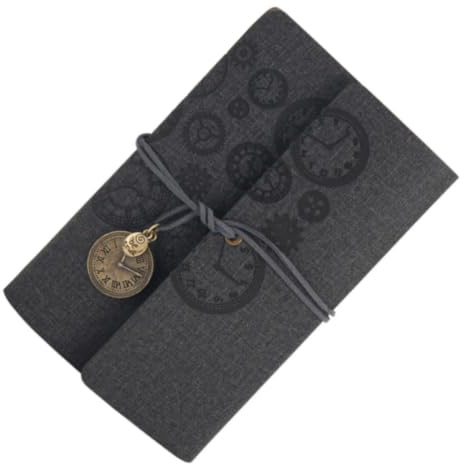 SOLUSTRE Retro Notebook mit Lederhülle A6 Lose Blätter Schwarz 20 Linierte 20 Karierte 20 Blanko und 20 Kraftpapier Seiten für Zuhause und Büro