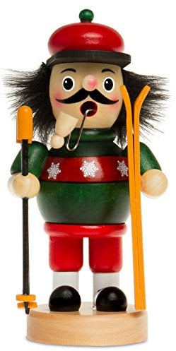 Sikora RM-B Räuchermännchen aus Holz Verschiedene Motive, Größe:Höhe ca. 16 cm, Farbe/Modell:B10 grün - Skifahrer