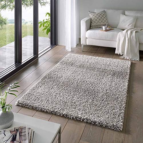 Taracarpet Shaggy Teppich Wohnzimmer Venezia Hochflor Langflor Teppiche modern Grau 120x170 cm