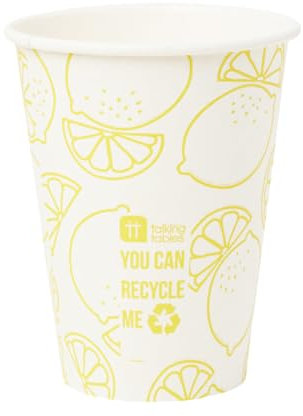 Talking Tables Yellow Lemon Print Paper Cups, Pack of 8 341ml (12oz) | Disposable, Eco-Friendly, Home Recyclable | Tableware for Indoor or Outdoor Dining, Birthday, Garden Party, Summer, BBQ, Picnic
