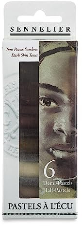 Sennelier Extra weiches halbes Pastell-Set, 6 Stück, 6 Stück, Hochformat, dunkle Töne