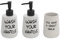 Inbagno Accessori Bagno da appoggio in Set Serie Wash in Ceramica Nero e Bianco con Stampe a Contrasto, Stile Vintage Moderno (Bianco, Set 3 Pezzi)