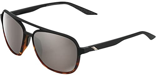 100% GAFAS Erwachsene, Unisex Kasia Havana Fade – Hyper Silver Mirror Lens Sonnenbrille, Soft Tact Black (Schwarz), Einheitsgröße
