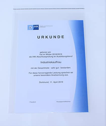 300 St. Schutzhüllen Prospekthüllen Klarsichthüllen, Folie, DIN A4/C4, glasklar, 234 x 324 mm mit 30 mm verschließbarer Klappe zum Schutz von Dokumenten, Zeugnissen, Urkunden, Prospekten, Comicheften