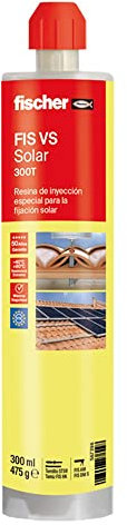 fischer 567396 FIS VS 300T Tassello Chimico, Resina vinilestere per Fissare Piastra Solare, in calcestruzzo, Mattoni, Rasoio, Resistente alle Alte Temperature (300 ml), Grigio