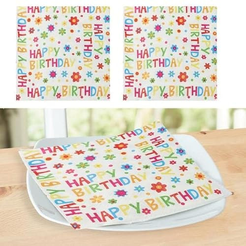 40 Stück XXL Pack Posten Anker Papier Servietten I Geburtstag I Happy Birthday I Bunt I Papierservietten I 3 lagig I 33 x 33 cm I Serviette I