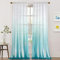 Lanqinglv Gardinen Vorhänge Transparent Farbverlauf Voile Sheer 2er Set Weiß Blau Vorhang mit Ösen Ösenschals Dekoschal Fensterschal für Schlafzimmer Wohnzimmer 132x259cm (B x H)