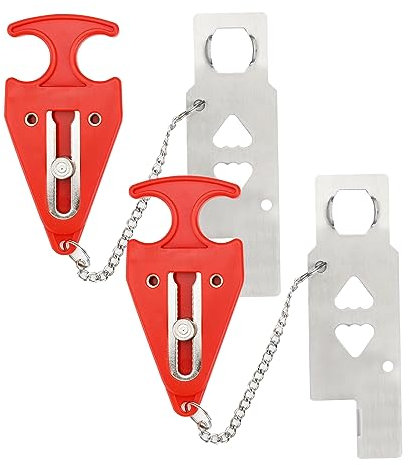 Bekecidi 2PCS Portable Door Lock for Travelling, Hotel Door Lock Travel Safety Door Lock Without Drilling Perfect for Traveling Hotel Home College, Red