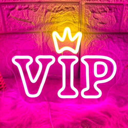 HDJSIGN VIP Neon Signs for Wall Decor USB Powered LED Neon Bar Light Sign for Wedding Birthday Thanksgiving Christmas Party Home Bar Sign Nail Room Beauty Salon Decor Bedroom Room Decor Aesthetic