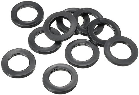 PATIKIL M15 Rubber Flat Washer, 10 Pack 15mm ID 23mm OD 2.5mm Thick Sealing Spacer Gasket Ring for Faucet Pipe Water Hose Fastener Bolt, Black