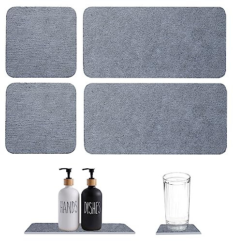 BigKing 4 Stück Wasser Absorbent Diatomit Untersetzer, Kieselgur Erde Seifenhalter, Seifenschachteln, Saugfähige Steine für Handdesinfektionsmittel Tassen Getränkeflaschen (Dunkelgrau)